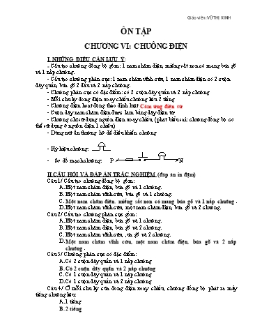 Ôn tập nghề Điện dân dụng - Chương VI: Chuông điện - Vũ Thị Xinh