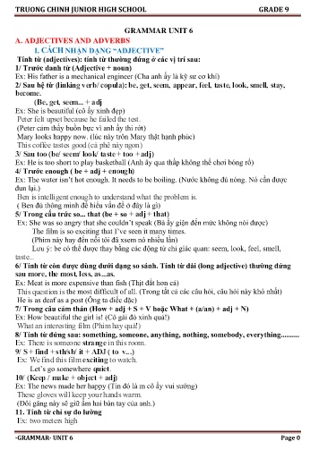 Ôn tập ngữ pháp môn Tiếng Anh Lớp 9 - Unit 6: The environment - Trường THCS Trường Chinh