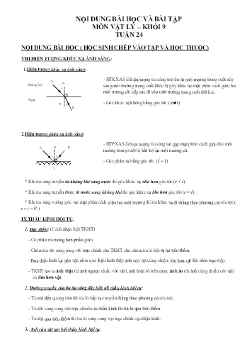 Ôn tập Vật lý Khối 9 - Tuần 24