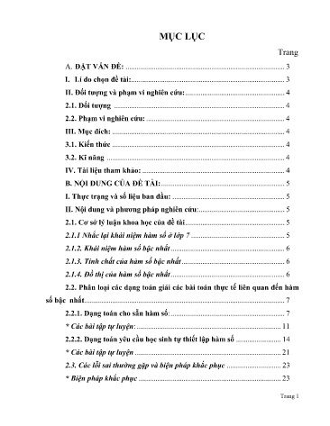 Sáng kiến kinh nghiệm Áp dụng hàm số bậc nhất vào các bài toán thực tế