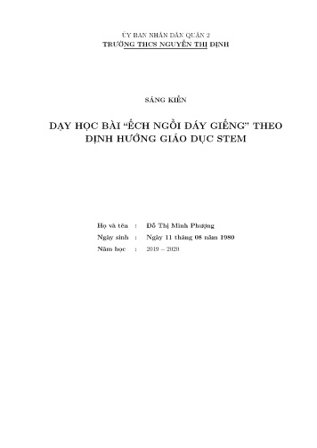Sáng kiến kinh nghiệm Dạy học bài Ếch ngồi đáy giếng theo định hướng giáo dục Stem