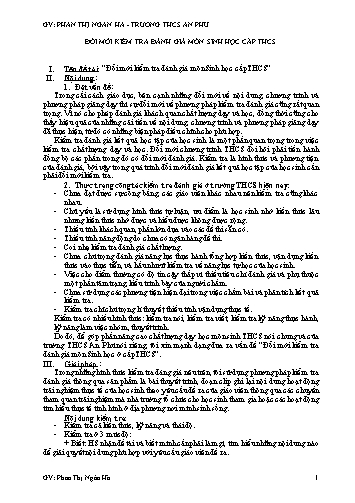 Sáng kiến kinh nghiệm Đổi mới kiểm tra đánh giá môn Sinh học ở cấp THCS