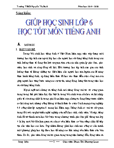 Sáng kiến kinh nghiệm Giúp học sinh Lớp 6 học tốt  môn Tiếng Anh