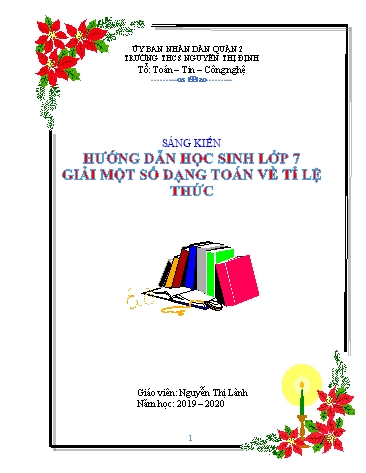 Sáng kiến kinh nghiệm Hướng dẫn học sinh Lớp 7 giải một số dạng toán về tỉ lệ thức