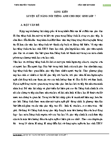 Sáng kiến kinh nghiệm Luyện kỹ năng nói Tiếng Anh cho học sinh Lớp 7