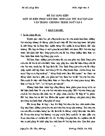 Sáng kiến kinh nghiệm Một số biện pháp giúp học sinh làm tốt bài tập làm văn trong chương trình Ngữ văn 8