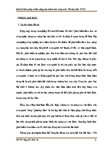 Sáng kiến kinh nghiệm Một số biện pháp nhằm nâng cao thành tích chạy môn Thể dục bậc THCS