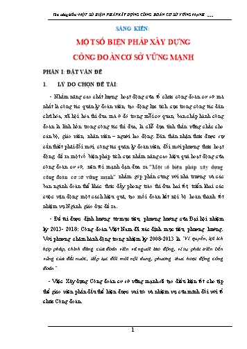 Sáng kiến kinh nghiệm Một số biện pháp xây dựng công đoàn cơ sở vững mạnh