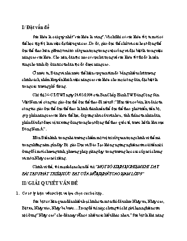 Sáng kiến kinh nghiệm Một số kinh nghiệm khi dạy bài tập phát triển sức bật của môn Nhảy cao nam Lớp 9