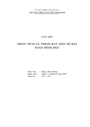 Sáng kiến kinh nghiệm Phân tích và trình bày một số bài toán hình học