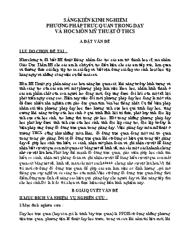 Sáng kiến kinh nghiệm Phương pháp trực quan trong dạy và học Môn mỹ thuật ở THCS