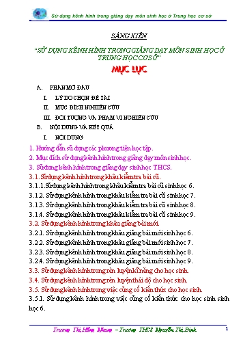 Sáng kiến kinh nghiệm Sử dụng kênh hình trong giảng dạy môn Sinh học ở Trung học cơ sở