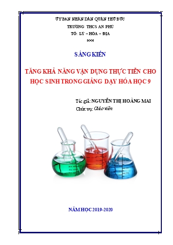 Sáng kiến kinh nghiệm Tăng khả năng vận dụng thực tiễn cho học sinh trong giảng dạy Hóa học 9
