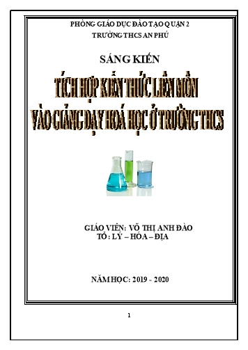 Sáng kiến kinh nghiệm Tích hợp kiến thức liên môn vào giảng dạy Hoá học ở trường THCS