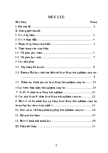Sáng kiến kinh nghiệm Tổ chức hoạt động trải nghiệm sáng tạo nhằm nâng cao hiệu quả dạy học môn Công nghệ 6