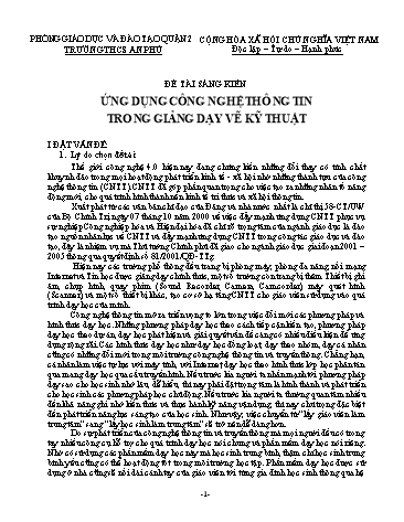 Sáng kiến kinh nghiệm Ứng dụng công nghệ thông tin trong giảng dạy vẽ kỹ thuật
