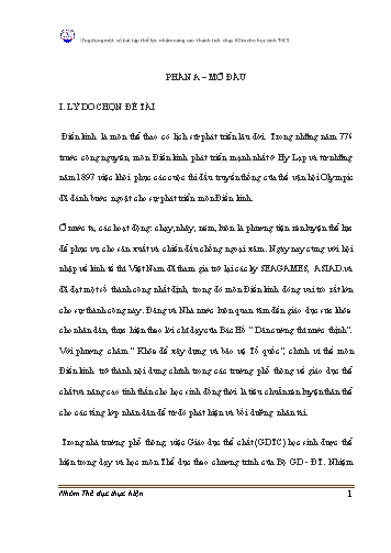 Sáng kiến kinh nghiệm Ứng dụng một số bài tập thể lực nhằm nâng cao thành tích chạy 60m cho học sinh THCS