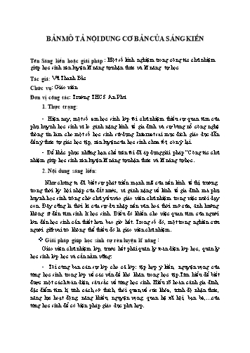 SKKN Một số kinh nghiệm trong công tác chủ nhiệm giúp học sinh rèn luyện kĩ năng tự nhận thức và kĩ năng tự học