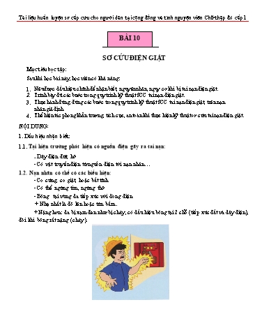 Tài liệu Huấn luyện sơ cấp cứu cho người dân - Bài 10: Sơ cứu điện giật