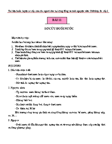 Tài liệu Huấn luyện sơ cấp cứu cho người dân - Bài 11: Sơ cứu đuối nước