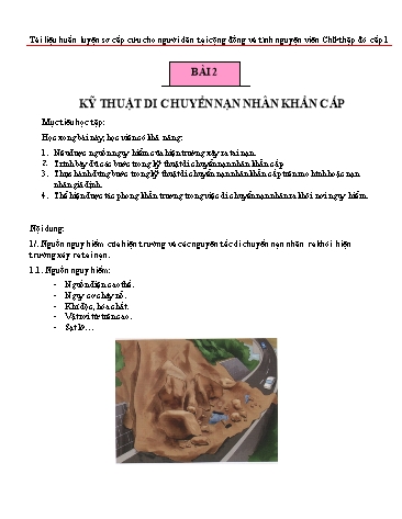 Tài liệu Huấn luyện sơ cấp cứu cho người dân - Bài 2: Kỹ thuật di chuyển nạn nhân khẩn cấp