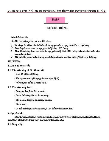 Tài liệu Huấn luyện sơ cấp cứu cho người dân - Bài 9: Sơ cứu bỏng