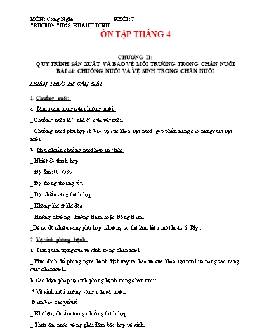 Tài liệu Ôn tập kiến thức Công nghệ 7 - Bài 44+45 - Trường THCS Khánh Bình