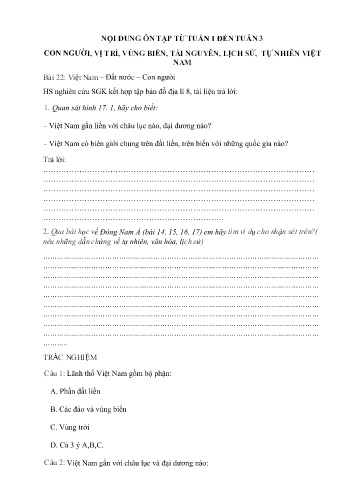 Tài liệu Ôn tập kiến thức Địa lí 8 - Bài 22+23