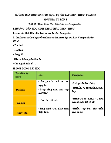 Tài liệu Ôn tập kiến thức Địa lý 8 - Tuần 22