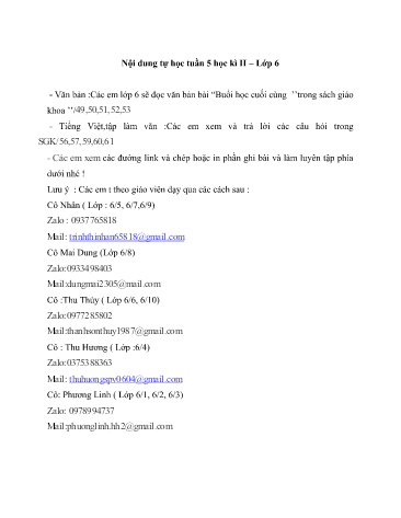 Tài liệu Ôn tập kiến thức học kì II môn Ngữ văn 6 - Tuần 5