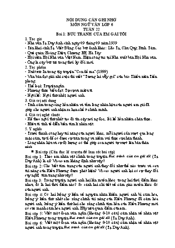 Tài liệu Ôn tập kiến thức môn Ngữ văn 6 - Tuần 22