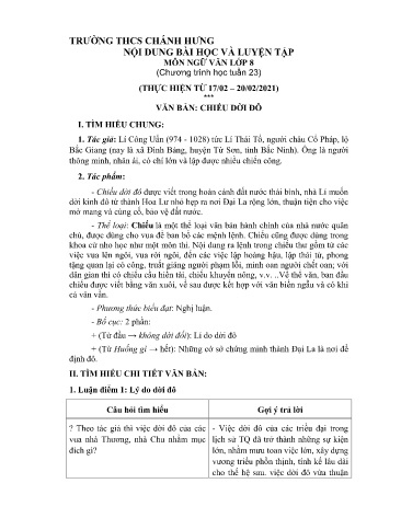 Tài liệu Ôn tập kiến thức môn Ngữ văn 8 - Tuần 23 - Năm học 2020-2021 - Trường THCS Chánh Hưng