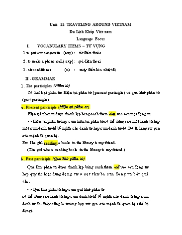 Tài liệu Ôn tập Tiếng Anh 8 - Unit 11+12