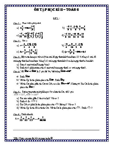 10 Đề ôn tập học kì II môn Toán 6
