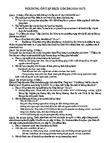 Đề cương ôn tập học kì II môn Giáo dục công dân Lớp 8 - Năm học 2016-2017