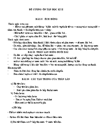 Đề cương ôn tập học kì II môn Sinh học 7 - Năm học 2016-2017