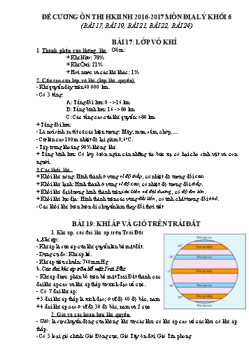 Đề cương ôn thi học kì II môn Địa lý 6 - Năm học 2016-2017