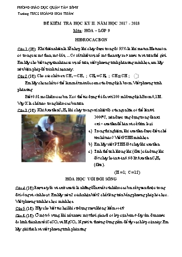 Đề kiểm tra học kỳ II môn Hóa học Lớp 9 - Năm học 2017-2018 - Trường THCS Hoàng Hoa Thám (Có đáp án)