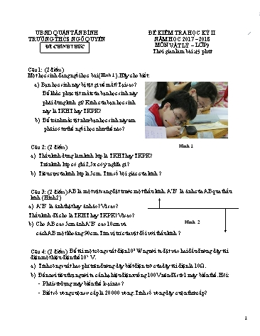 Đề kiểm tra học kỳ II môn Vật lý Lớp 9 - Năm học 2017-2018 - Trường THCS Ngô Quyền (Có đáp án)