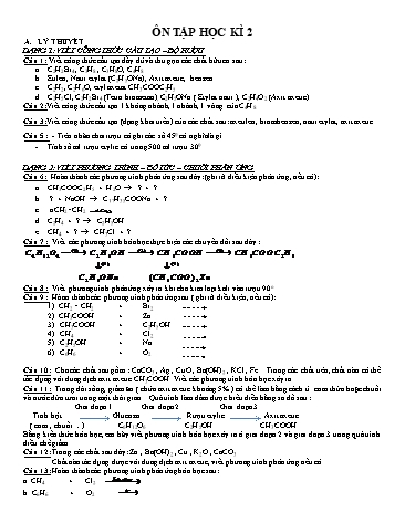 Đề ôn tập học kì 2 môn Hóa học Lớp 9