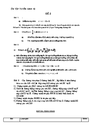 Đề ôn tập tuyển sinh Lớp 10 THPT - Đề 2 - Năm học 2017-2018 (Có đáp án)