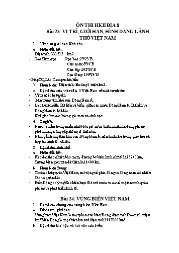 Đề ôn thi học kì II môn Địa lí Lớp 8 - Trường THCS Trần Văn Đang