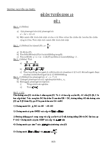 Đề ôn tuyển sinh Lớp 10 môn Toán - Đề 1 - Năm học 2017-2018 - Trường THCS Nguyễn Gia Thiều (Có đáp án)