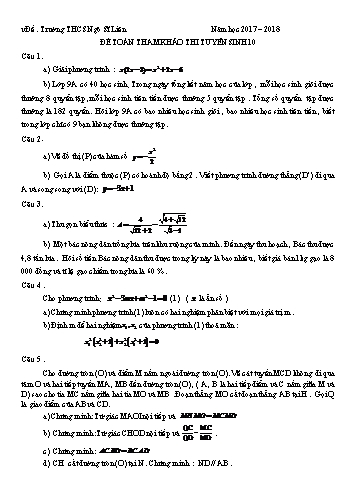 Đề tham khảo thi tuyển sinh 10 môn Toán- Năm học 2017-2018 - Trường THCS Ngô Sĩ Liên (Có đáp án)