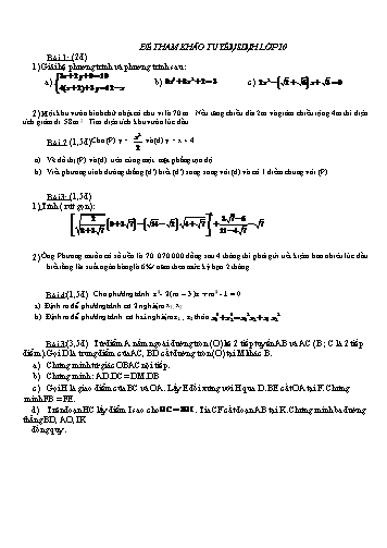 Đề tham khảo tuyển sinh Lớp 10 THPT - Năm học 2017-2018 (Có đáp án)