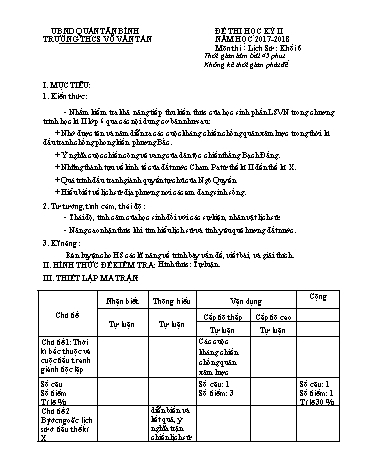 Đề thi học kì II môn Lịch sử Khối 6 - Năm học 2017-2018 - Trường THCS Võ Văn Tần (Có đáp án)