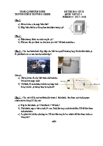 Đề thi học kỳ II môn Vật lý 9 - Năm học 2017-2018 - Trường THCS Trường Chinh (Có đáp án)