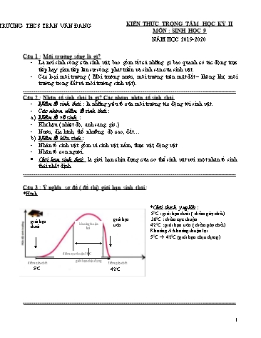 Ôn tập kiến thức trọng tâm học kỳ II môn Sinh học 9 - Năm học 2019-2020 - Trường THCS Trần Văn Đang